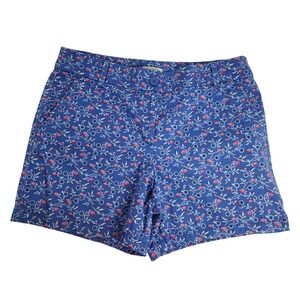 Loft Shorts Women's 10 Floral Berries Cotton Chino 6"‎ Blue